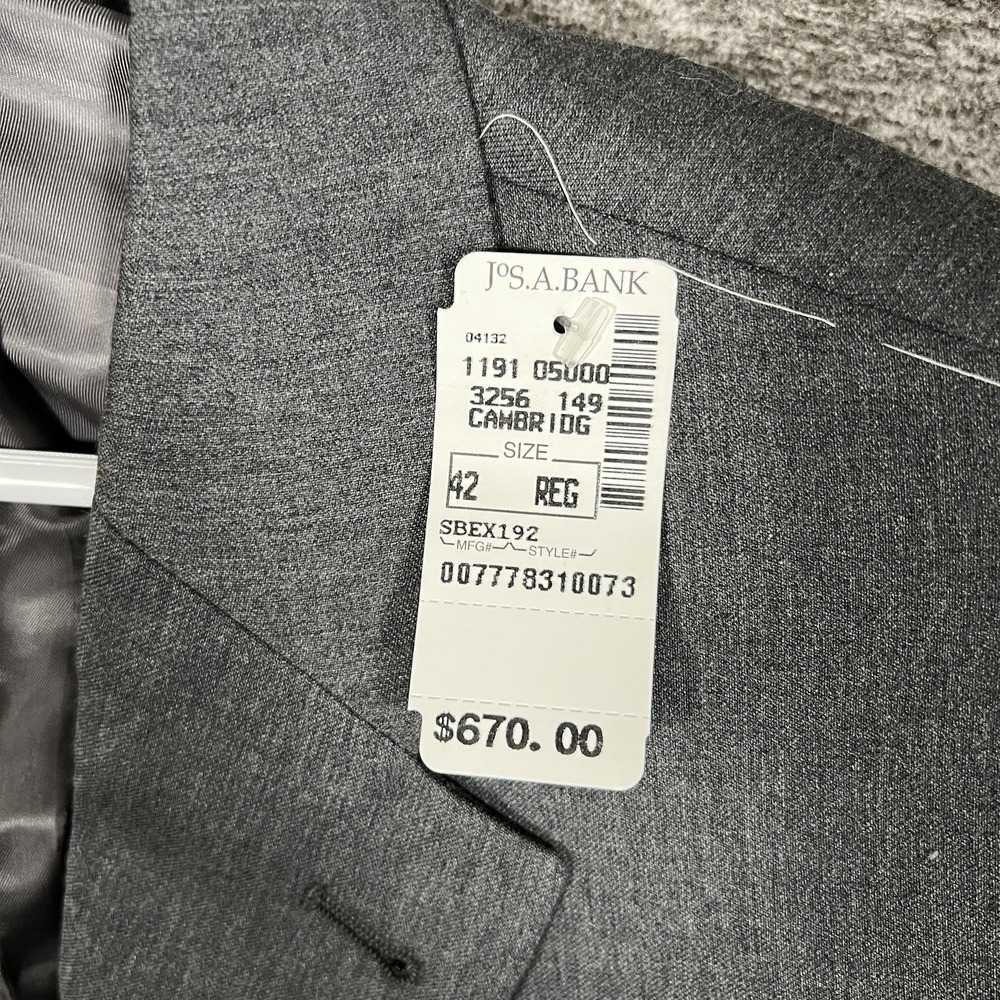 NWT Jos A Bank Suit Jacket Mens‎ 42R Gray Wool Signature Collection Two Button - Picture 4 of 11